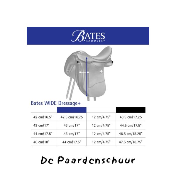 Ruglengte zadel Bates Wide dressuurzadel