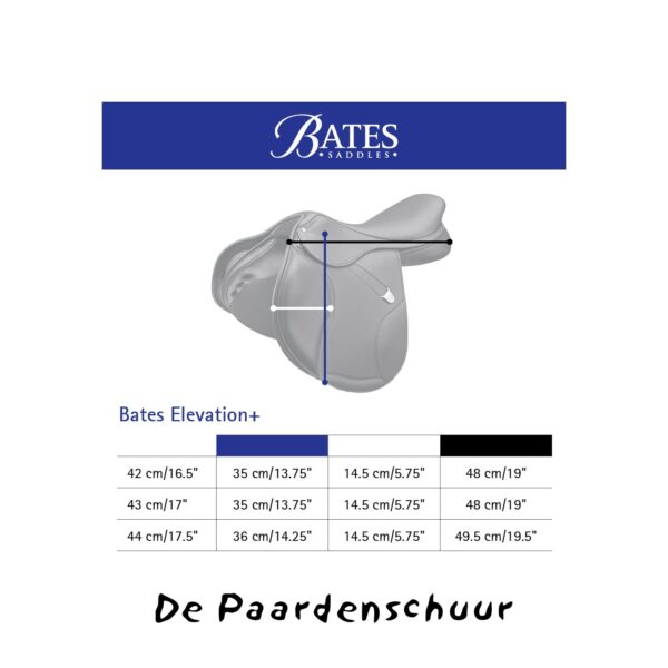 lengte zadelkussen maattabel bates elevation springzadel