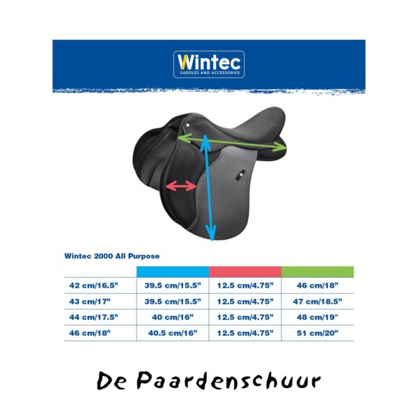 Maattabel wintec veelzijdigheidzadel wintec.nl