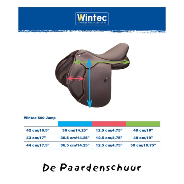 Maattabel kussenlengte springzadel wintec