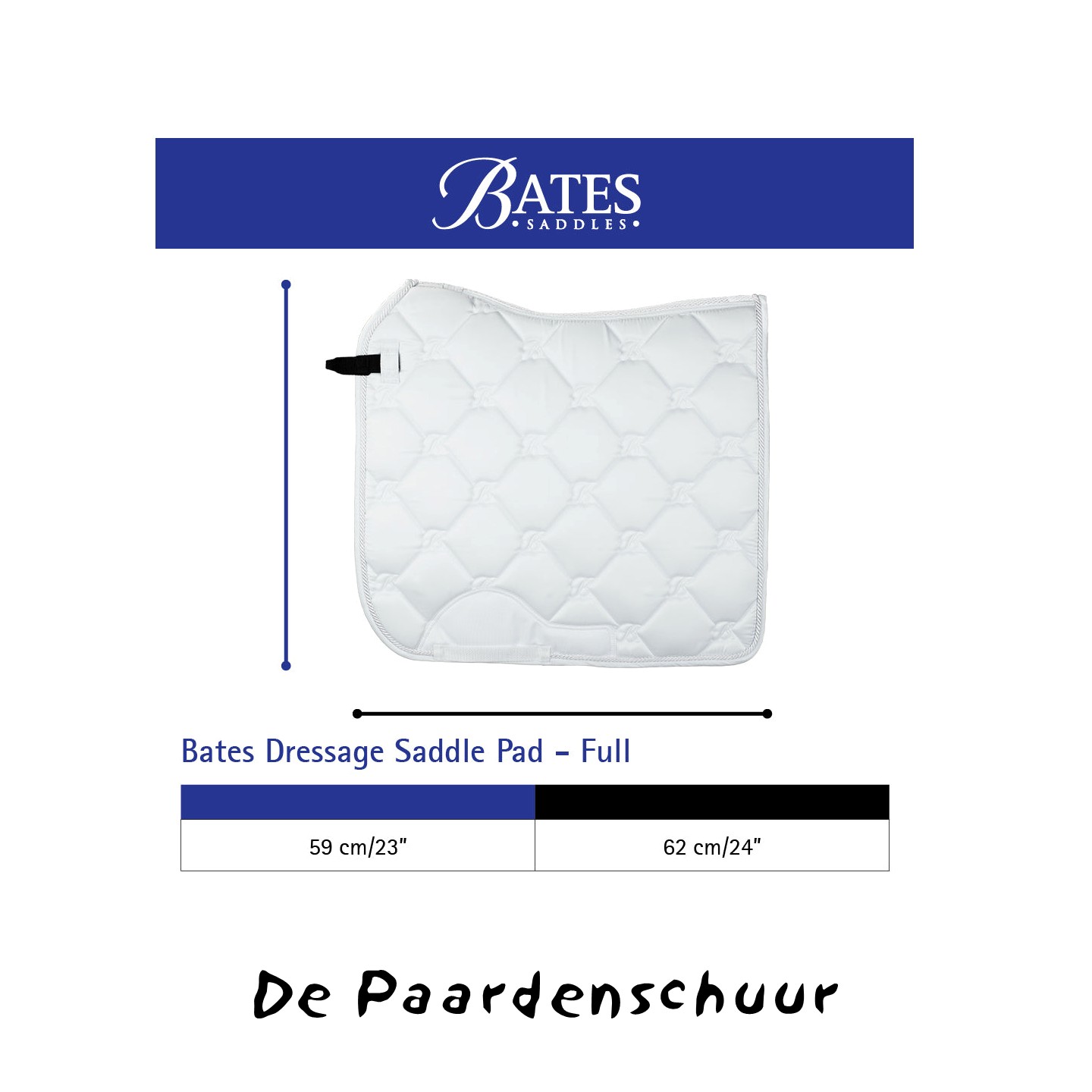 Bates zadeldek dressuur , afmetingen pad