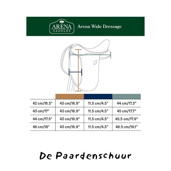 Maattabel arena WIDE dressuurzadel