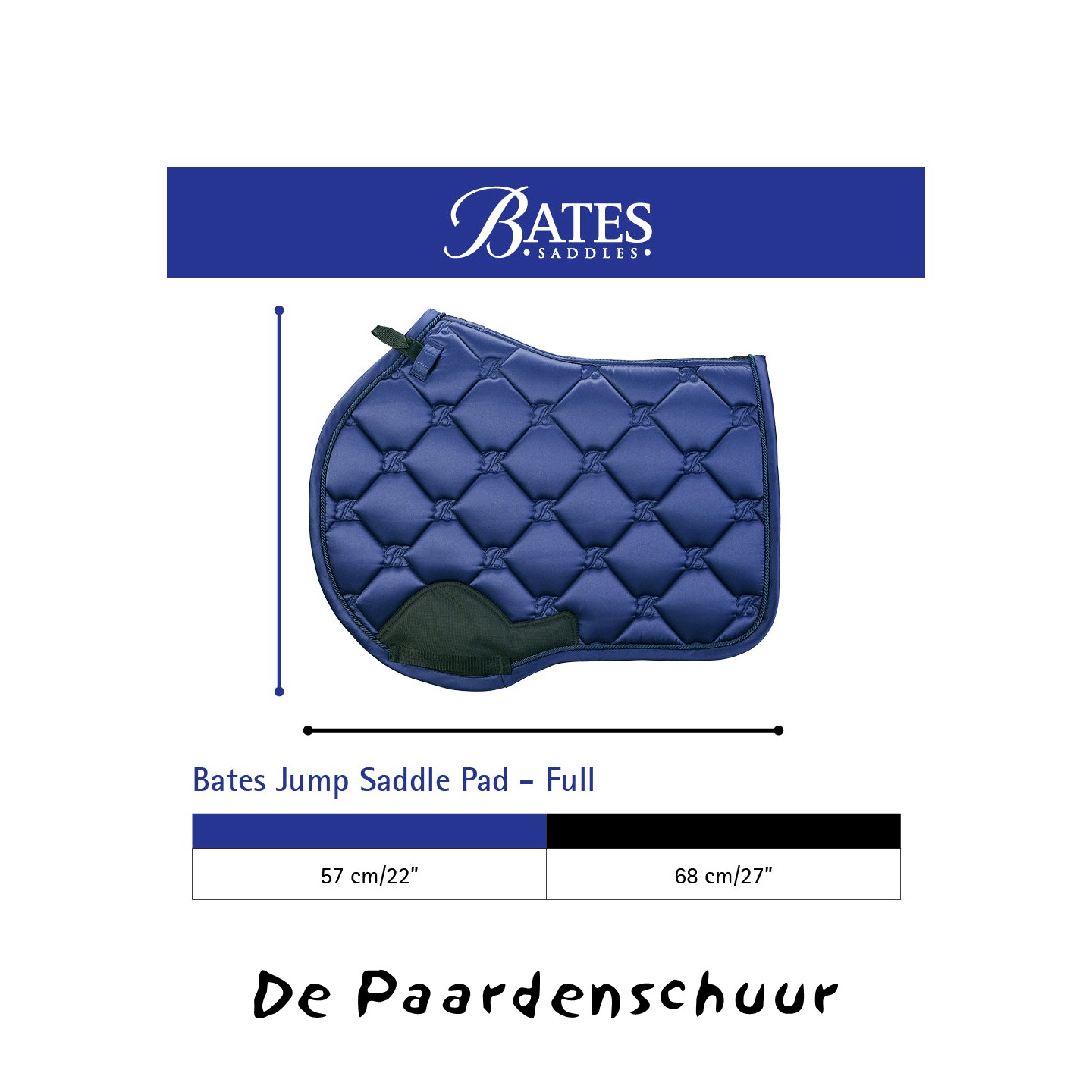 Bates zadeldek springzadel maattabel