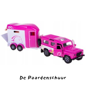 Kids Globe Land Rover met Cheval Liberté Paardentrailer - Roze