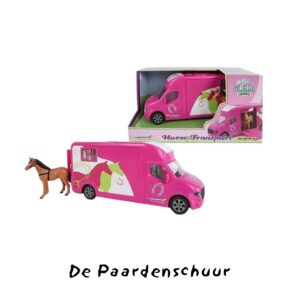 Roze Kids Globe Anemone paardentruck 1:36 speelgoedvrachtwagen met paard